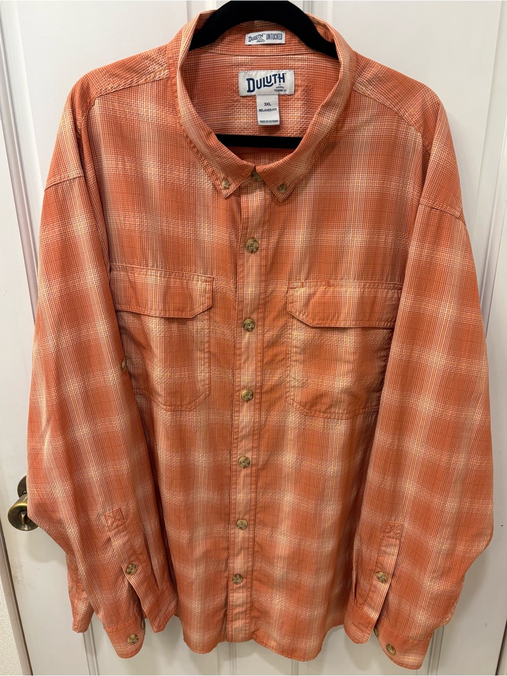 Duluth Trading Cooling Armachillo Plaid Long Sleeve Button Down Plaid Shirt, 3X